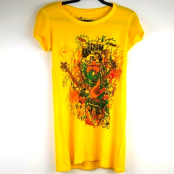 2B Free Tops - ♥️SOLD♥️ 2B Free Joyful Graphic Golden Yellow Tee